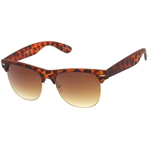 zeroUV Classic Rubber Finish Half Frame Square Lens Horn Rimmed Sunglasses 55mm2