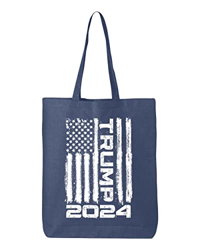 shop4ever Trump Flag 2024 45th US President Eco Cotton Tote Reusable Shopping Bag