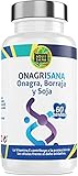 Aceite de Onagra | Perlas Aceite de Onagra + Borraja + Soja + Vitamina E | Para el equilibrio hormonal de las mujeres y la salud de la piel y los huesos| 60 Cápsulas - Aquisana
