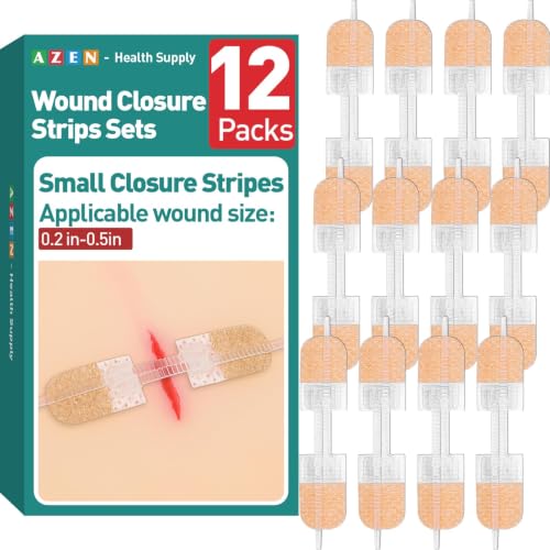 AZEN 12 Pack Emergency Wound Closure Strips Butterfly Bandages Laceration Closure Zip Stitch Repair Wounds Without Stitches