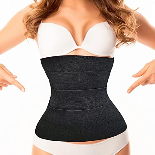 Quick Snatch Bandage Wrap, Invisible Wrap Waist Trainer, Tummy Wrap Belly Slimming Belt for Women Lower Back Pain Relief (Black)