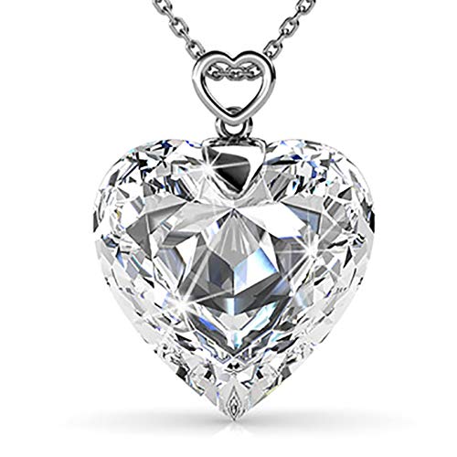BESTY JEWELS Cheery Heart Pendant Necklace With Swarovski Crystal and Quality Brass Chain Rhodium Plated Great Gift for Women