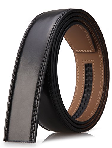 Men's Leather Ratchet Belt Strap Only 35mm 1 3/8”,Leather Belt without Buckle Adjustable (Up to 43" waist adjustable, color3)