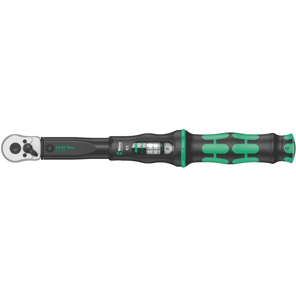 Wera 05075620001 Click-Torque C 1 Drehmomentschlüssel mit Umschaltknarre Schwarz, Grün, 1/2", 10-50 Nm