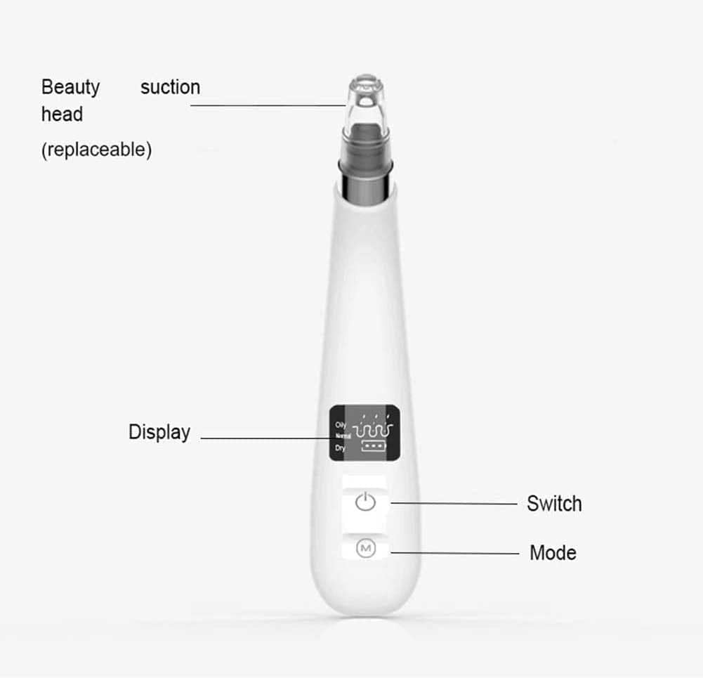 Aspiratore for pori, rimozione Punti Neri del Viso, rimozione Punti Neri, USB Elettrico Ricaricabile, Strumenti for l'estrazione di Punti Bianchi comedoni e Acne con 4 Teste di aspirazione for