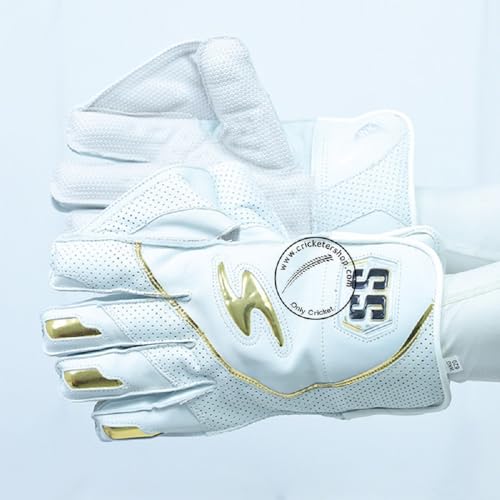 Image of SS Reserve Edition Wicket Keeping Gloves - Adult Size | White | Superior Grip & Protection | Fully Leather Lined