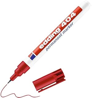 edding 404 Permanent Marker - Red - 1 Pen - Fine Round Tip 0.75 mm - Waterproof, Quick-Drying, Smear-Proof Pens - for Cardboard, Plastic, Wood, Metal, Glass and Fabric