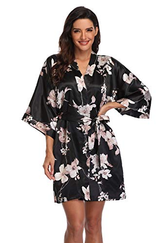 Image of Women's Pure Short Silky Robes Bridesmaid Bride Party Satin Robes Sleepwear