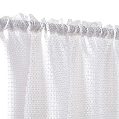 Jinchan White Valance Curtain For Kitchen Waffle Weave Valance For Living Room Bathroom Farmhouse Country Valance Light Filtering Window Curtain Rod Pocket One Panel 18 Inch Length #TOP4