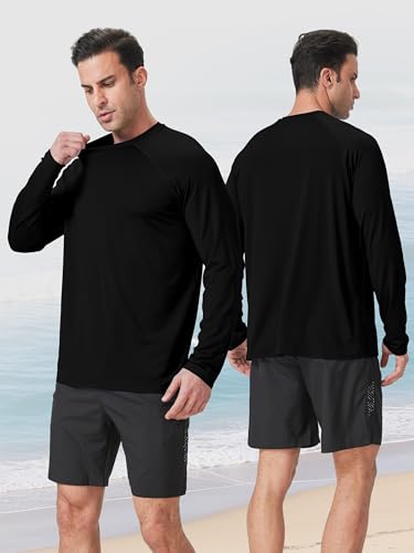 IHU 4 Pack Mens Rash Guard Swim Shirts Long Sleeve Sun Protection Shirts UPF 50+ Fishing Rashguard Dry Fit Athletic Shirt4