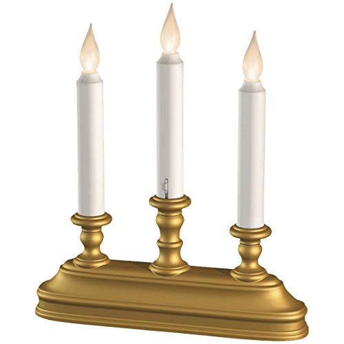 Xodus Innovations FPC1530B Battery Operated LED Window Candelabra, Plastic Gold Base, Warm White Light