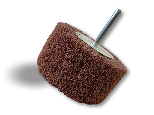 Lot 3 roues abrasives de polissage satinage sur tige | Mousse abrasive feutre non-tissé | Ø alésage 8 mm | Ep. 40 mm | Grain 60 | Cylindre colonne ponçage meulage ébavurage finition | Kibros 1BL17x3