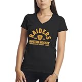 Makdi Vintage Sports Style Heated Rivalry Shirts 81 Boston Raiders Camisa Negra De Cuello En V para Mujer Size M
