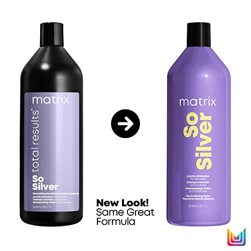 Matrix Total Results So Silver Color Depositing Purple Shampoo For Neutralizing Yellow Tones | Tones Blonde & Silver Hair | For Color Treated Hair #TOP1