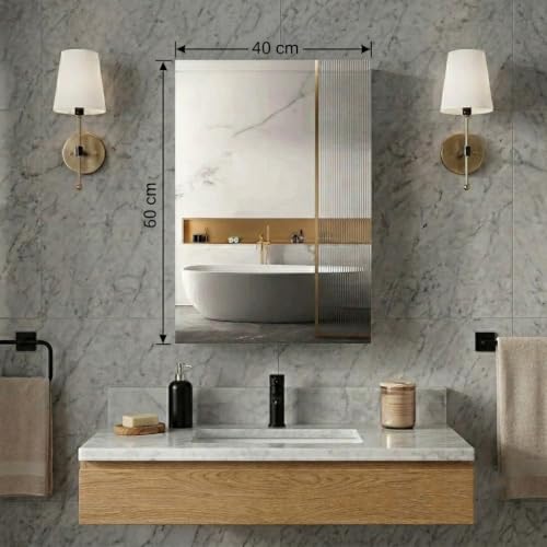 Image of Lucios Stainless Steel Bathroom Cabinet with Mirror, Wall Mounted Medicine Cabinet for Bathroom Storage, Rustproof & Waterproof Design, Adjustable Shelves (Stainless Steel, 16 * 24 Inch)