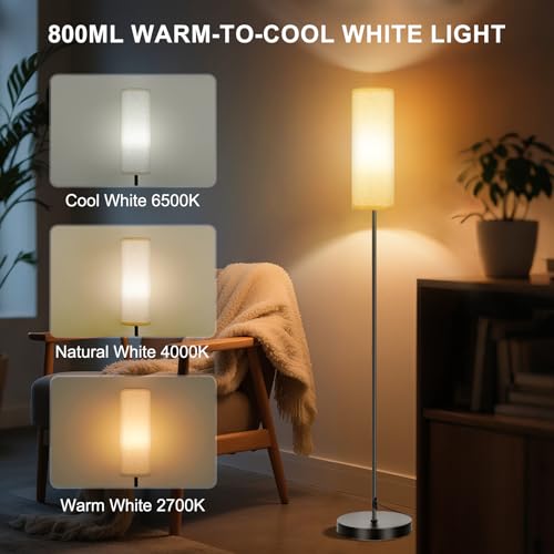 Frideko Floor Lamp,Modern Standing Lamp with RGB Smart LED Bulb & Brightness Dimmable,Standard Lamp with Remote,Tall Lamps for Living Room Bedroom Office,Foot Switch,Beige Lampshade - Image 4