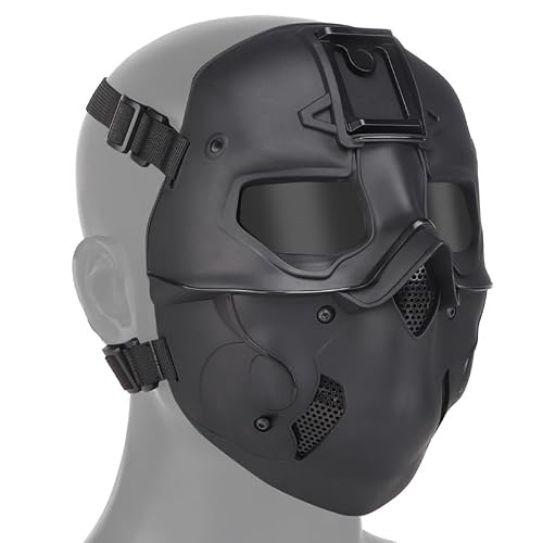 ACEXIER Tactical Wild Mask Hunting Full Face Outdoor Protective Airsoft Multi-Color Lightweight Helmet (Black)