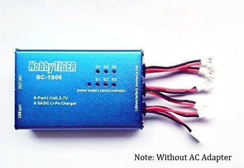OKSTATION HobbyTiger BC-1S06 6 Port 1S 3.7V 500mA Li-Po Battery Balance Charger