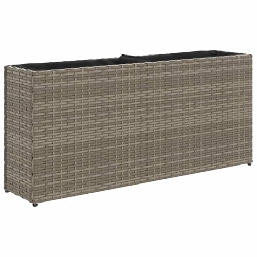 vidaXL Jardinière avec 2 Pots Gris 90x20x40 cm résine tressée, jardinière d'extérieur, bac à...