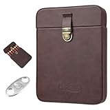 Gorvellin Cigar Case with Cutter, 2-in-1 Portable Cigar Travel Holder for 6 Cigars, Premium Cigar Accessories Gift Set for Men, Fathers, and Business Trips