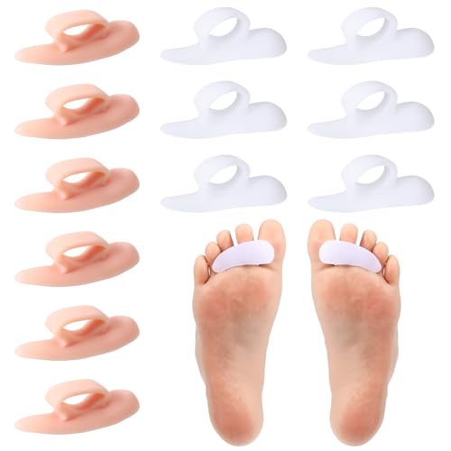 YBEATY 12 Pairs One Loop Design Hammertoe Support Pads Gel Hammer Toe Crest Cushions Gel Toe Straighteners Corrector for Overlapping Clubbed Alignment Curled Crooked Claw Toes Pain Relief Women Men