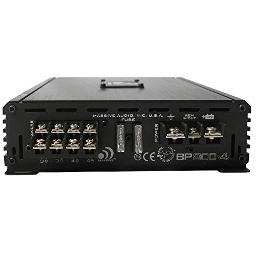 Massive Audio Blade Bp800.4V2 Car Stereo Amplifier. 4 Channel Amplifier 800 Watts, Class A/B, 2 Ohm Stable, With Bass Boost. Powerful Four Channel Full Range Amplifier For Cars #TOP4