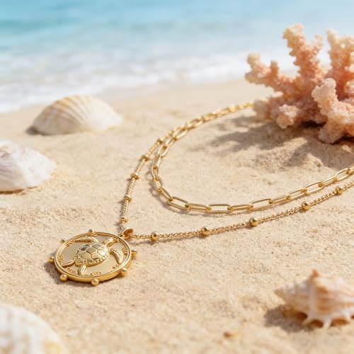 Image of MEVECCO Dainty Pendant Layered Necklaces for Women
