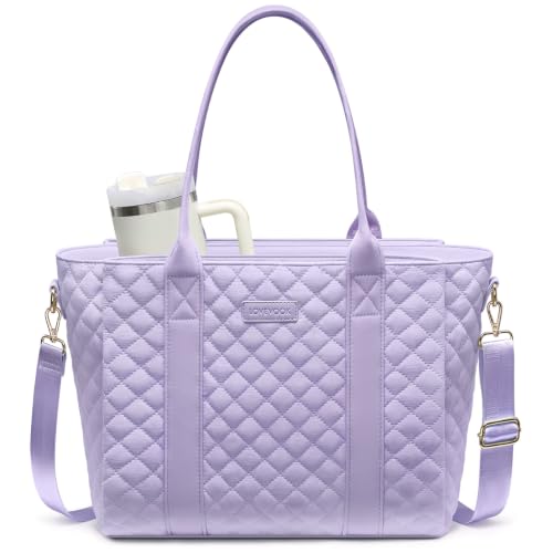Image of LOVEVOOK Teacher Tote Bag for Women, Quilted Work Tote Nurse Laptop Bag, Large Computer Shoulder Bags with Zipper for Travel