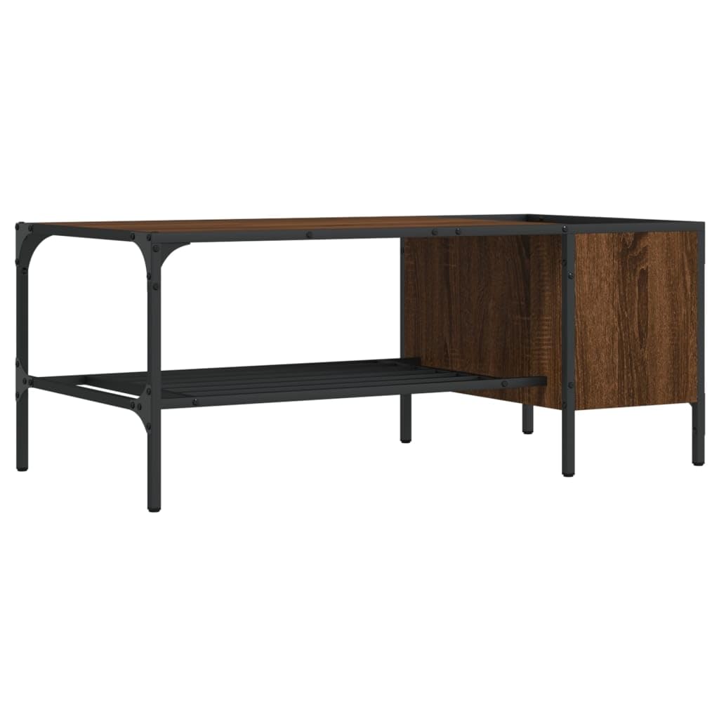 vidaXL Mesa de Centro con Estante, Mesita Auxiliar con Almacenaje, Mesa Decorativa de Sofá, Mueble para Salón, Madera de Ingeniería Roble Marrón