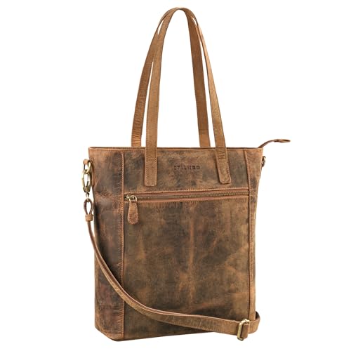 Sacoche femme bandoulière cuir STILORD Layla, un grand cabas chic en cuir véritable Torino marron