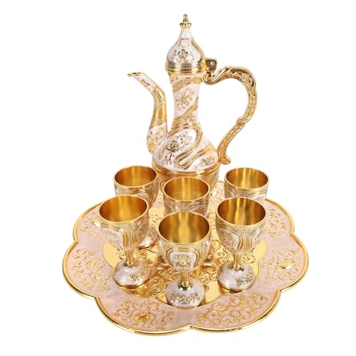Conjunto de chá Turco, Conjunto de chá Vintage de Liga de Zinco Conjunto de café Turco Com Bandeja d