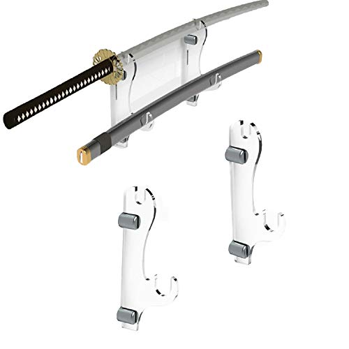 WANLIAN Support Mural à Deux Couches pour Épée de Samouraï - Support pour Toutes les Épées (Transparent, 1 Paire)