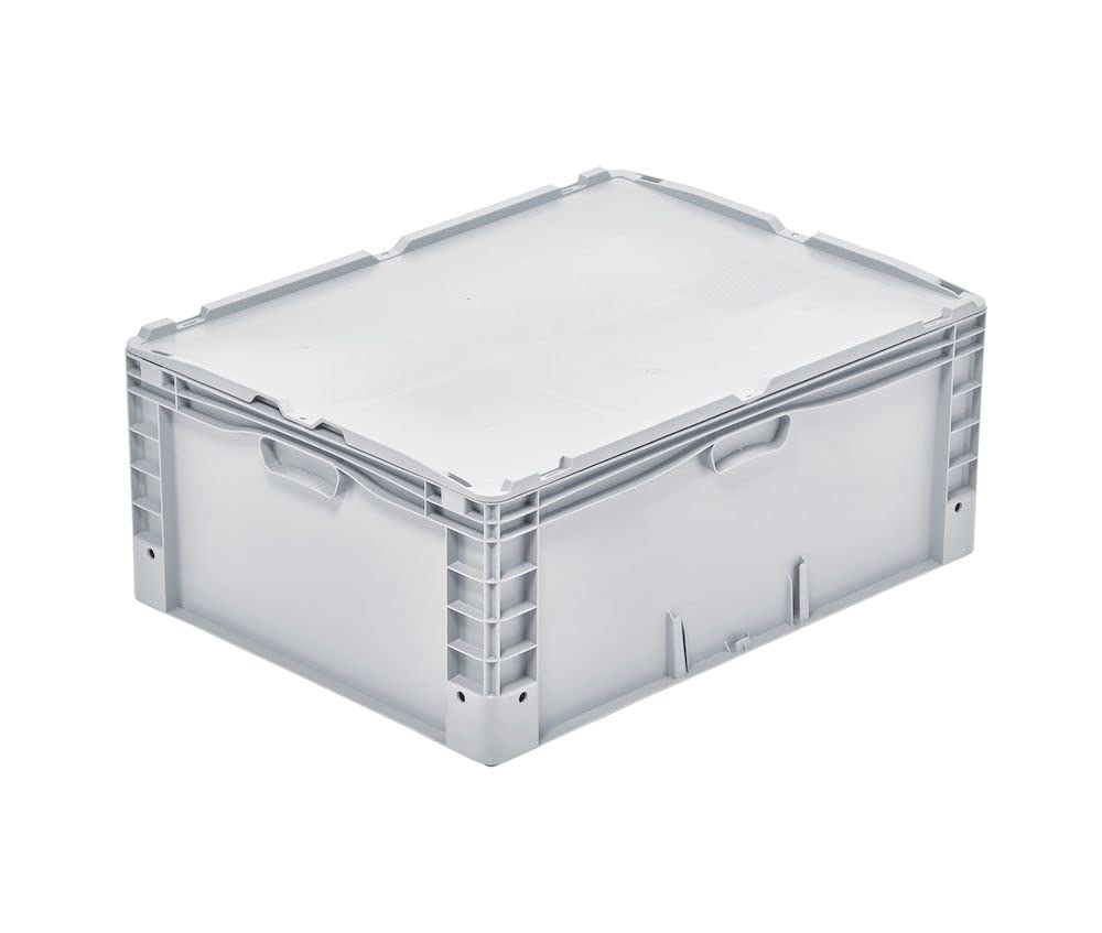 SuperSparSet 2x Auflagedeckel für Euro-Norm Großbehälter | BxT 60x80cm | Grau | Eurobox, Transportbox, Transportbehälter, Stapelbehälter