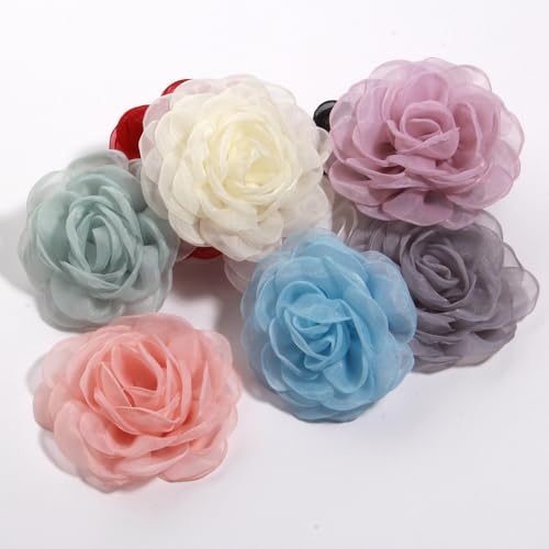 10Pcs Artificial Camellia Rose Flower, 8cm, Clothing Dress and Hat Accessories (10Pcs Multi)