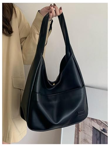 SweatyRocks Women's PU Leather Shoulder Bags Large Capacity Top Handle Travel Shopping Handbag3