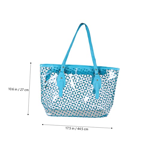 PVC Beach Bag for Women with Round Dots Pattern Sandproof Handbag Tote Fashionable and Spacious for Summer Beach and Daily Use2