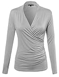 Awesome21 Women's Basic Brushed Modal Crossover Long Sleeve Top With High-Low Hem