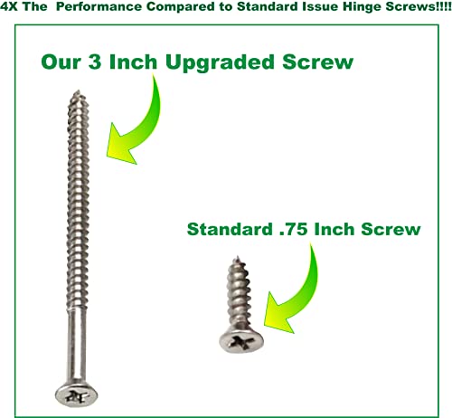 Satin Silver Nickel Wood Screws 9 X 3 Inch – Extra Long Door Hinge Screws - Door Security Screws - 24 Pack #TOP3