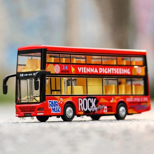 Image of DEOXY Light and Music Alloy Double Decker Bus Toy Boy Children's Toy Car Open Door Large School Bus Model