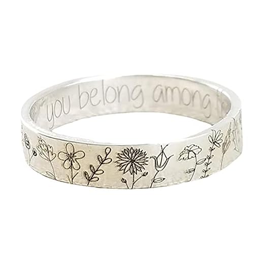 Fuqimanman2020 You Belong Among The Wildflowers Ring Dainty Dandelion Flower Rings for Women Girls Jewelry(Size 8)