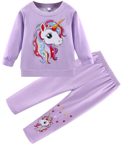 Image of Little Girls Outfits 2 Piece Toddler Long Sleeve Sweatshirt Leggings Pants Fall Winter Clothing Set 2-10 Years