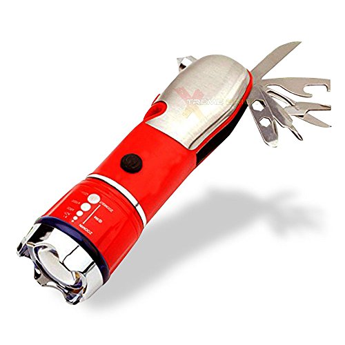Xtreme Bright Emergency Automotive Escape Tool-Seatbelt Cutter, Glass Hammer, Ice Pick, Saw, Knife, Ultra Bright LED Flash Light with Emergency Beacon and More-Great Camping and Hunting Multi-Tool Accessory