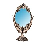 specchio antiquariato Vetro senza distorsioni: produce riflessi non dichiarati in modo da poter vedere i più piccoli dettagli di bellezza. Ottimo per mettere i contatti, popping brufoli, filo interdentale, rimozione di punti neri, applicando l'eyeliner, il mascara, le sopracciglia e le sopracciglia e la pinza