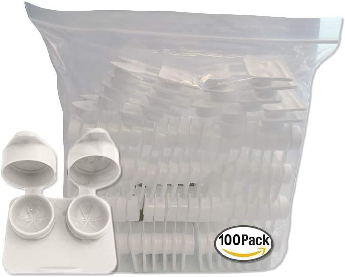 Contact Lenses Cases Flat Ribbed Extra Deep Well – White, 100 Pack