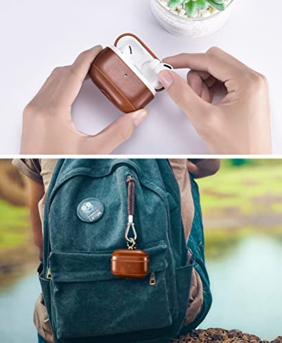For Airpod 3 Case Leather, Genuine Leather Protective Airpod 3 Generation Case Cover Shockproof With Loss Prevention Clip For Apple Airpods 3 Wireless Charging Case For Airpods #TOP5