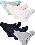 Kiench Teens Underwear Cotton Big Girls' Hipster Panties Low Rise V Waist 6-Pack US S/Kids Size 10-12/10-12 Years, Basic