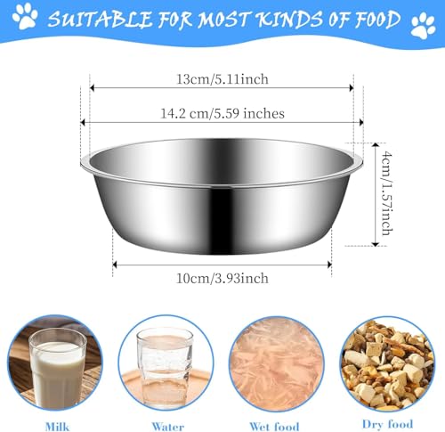 BLMHTWO 3 Stück Katzennapf Edelstahl Flach,Katzennapf Flach 450ml Futter und Wasser Hundenäpfe für Kleine Hunde und Katzen