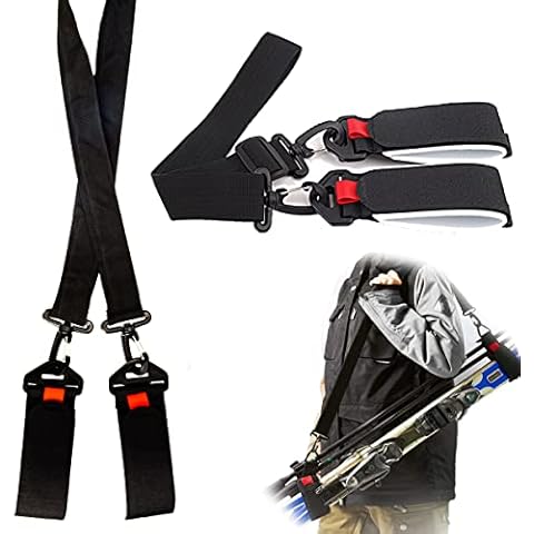 Skiing Accessories, Ski Strap and Pole Carrier Strap 2 Pack Securely Transport Your Skis Comes with Snap Clips Winter Ski Accessory Portable Labor Saving Adjustable Size Great for Men Women and Kids Cover