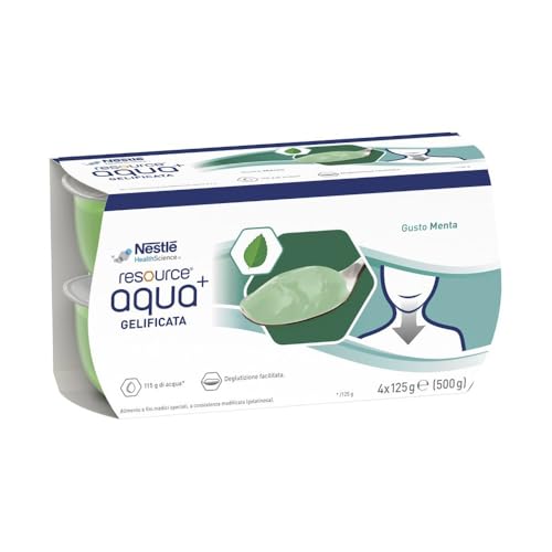 Nestlè Resource Aqua+ Gelificata Gusto Menta, 4 Vasetti da 125g