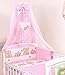 Pro Cosmo 10 Piezas Juego de Ropa de Cama para Cuna bebé/Edredón, Dosel, Protector (140x70cm, Rosa de Peluche)